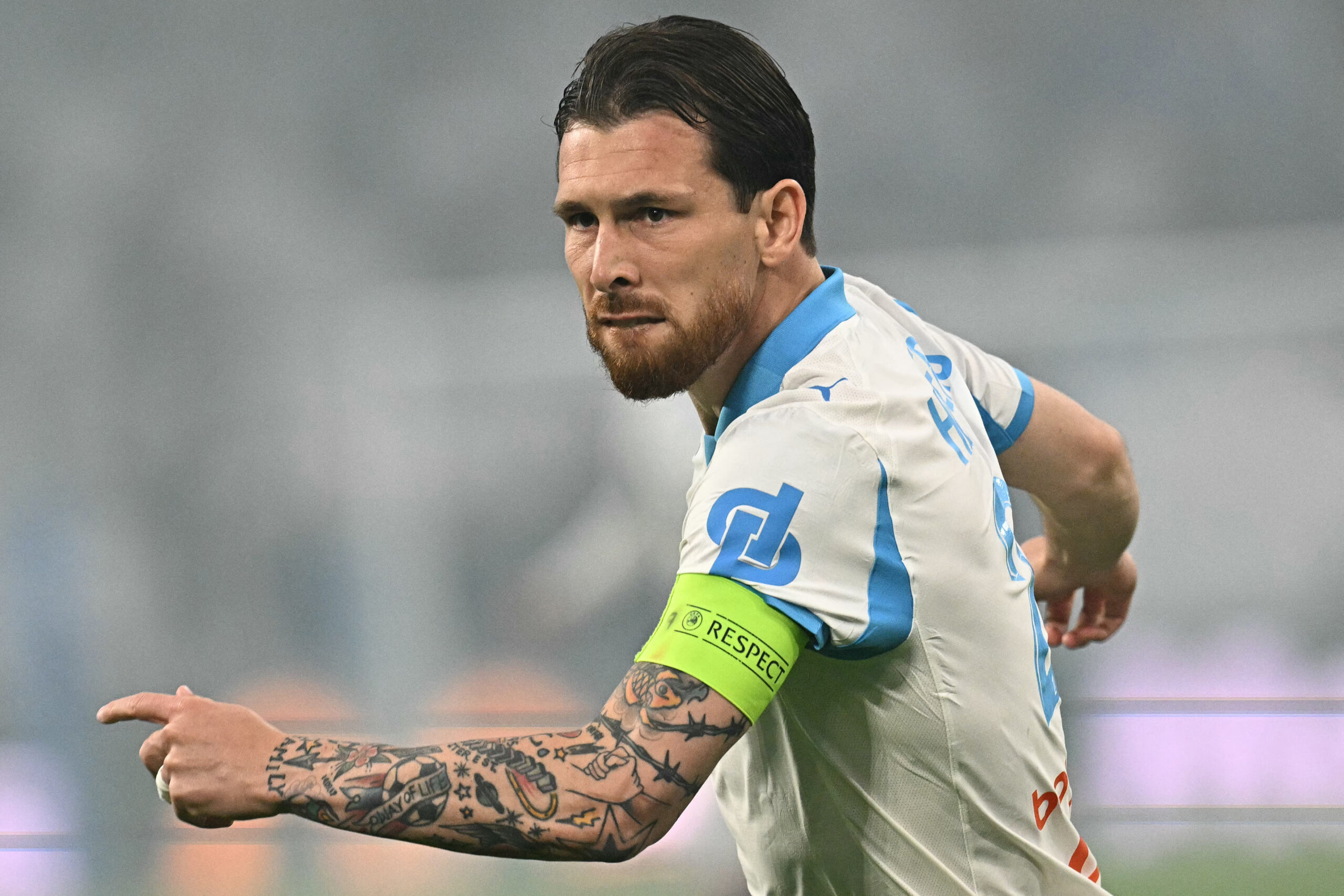 Pierre-Emile Højbjerg en action avec l'Olympique de Marseille