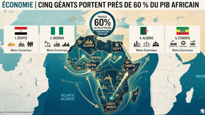 Carte illustrant la répartition du PIB en Afrique en 2026