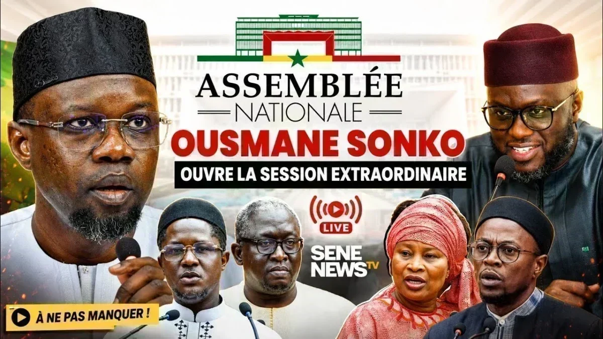 Ousmane Sonko à l'Assemblée nationale lors d'une session extraordinaire